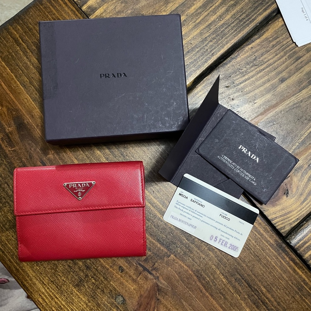 Prada Saffiano Wallet Red Vintage